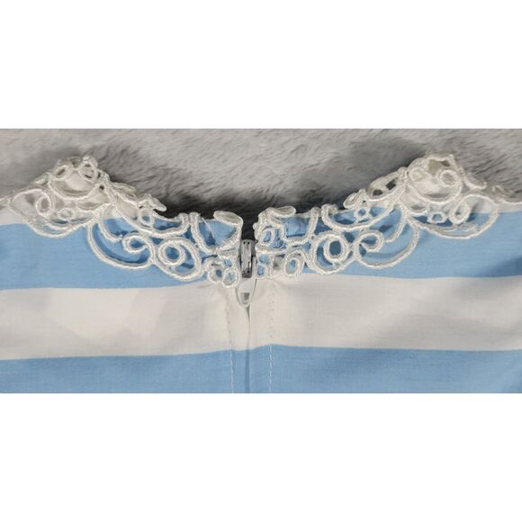 Vintage Lanz for Girls Made in USA Blue White Stripe Dress Style z655c Girls 5 - Picture 4 of 8